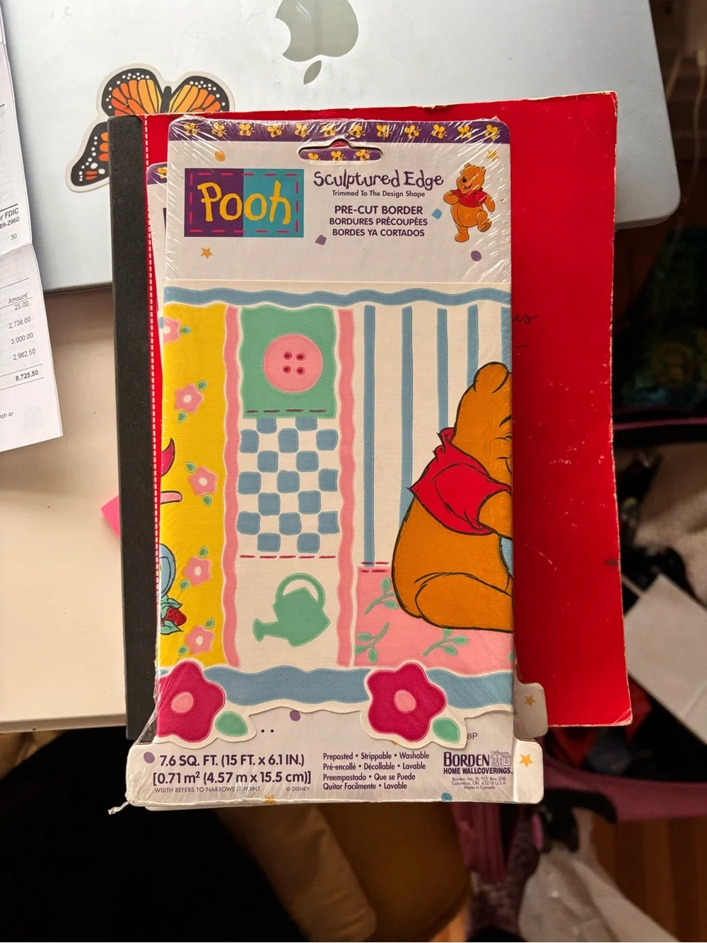 Disney Winnie the Pooh Sculptured EdgeFloral Border - Pink, Blue, Green, Yellow